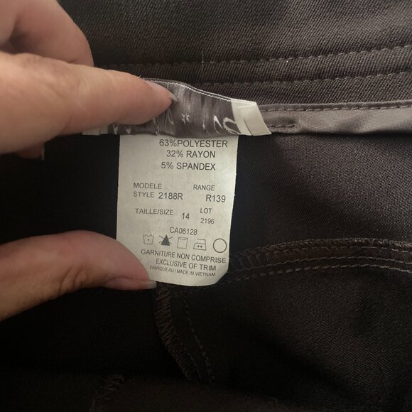 Mode de Vie Dress Brown Stretch Dress Pants Trouser Front Zipper Pockets Size 14 - Picture 4 of 5
